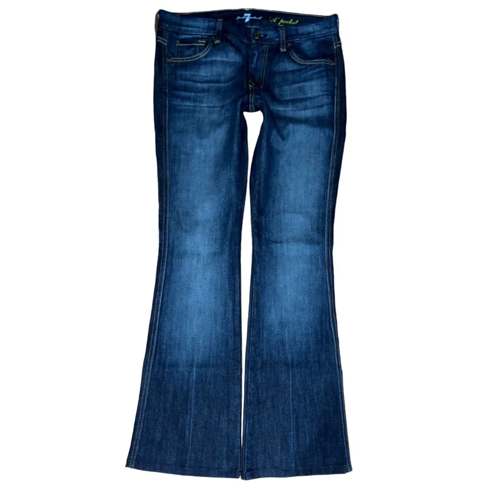 💕7 FOR ALL MANKIND 'A' POCKET Low Rise Flare Trouser Leg Jeans Size 28